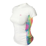 Camisa Feminina Manga Curta FPU50+ Bolsos nas Costas Tie Dye